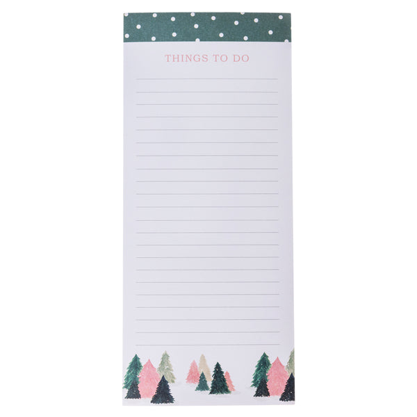 Pink and Green Trees Holiday Magnetic Notepad