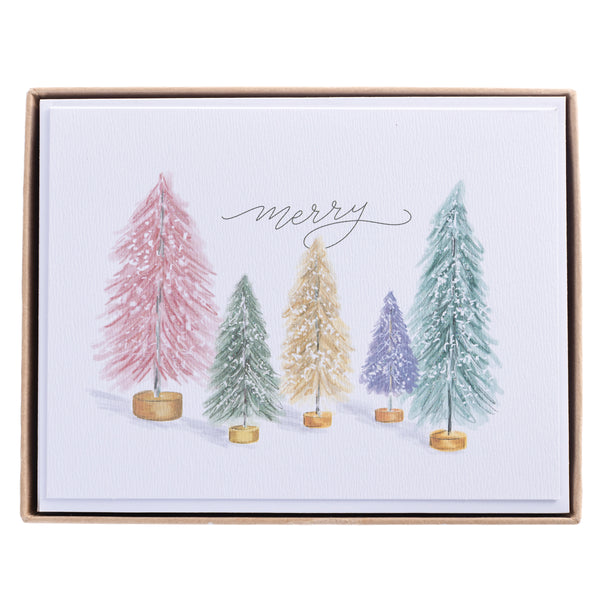 Colorful Tinsel Trees Mid-Sized Holiday Boxed Card