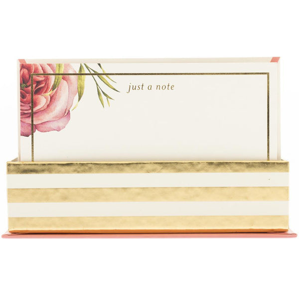 Coral Floral Boxed Flat Notes