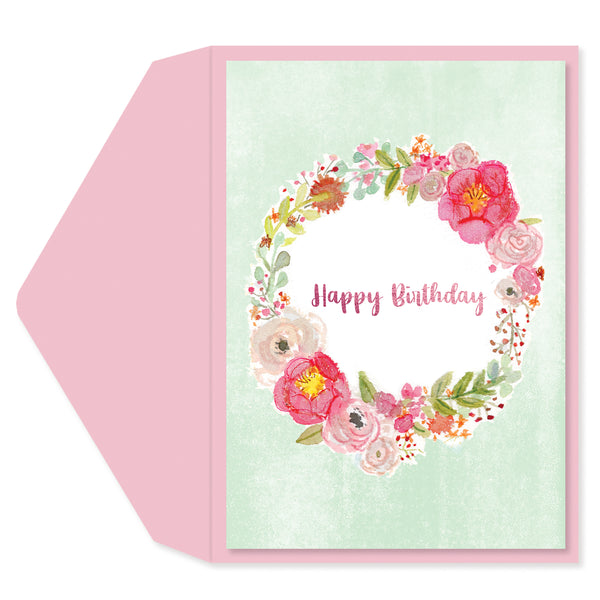 Floral Wreath Birthday Card