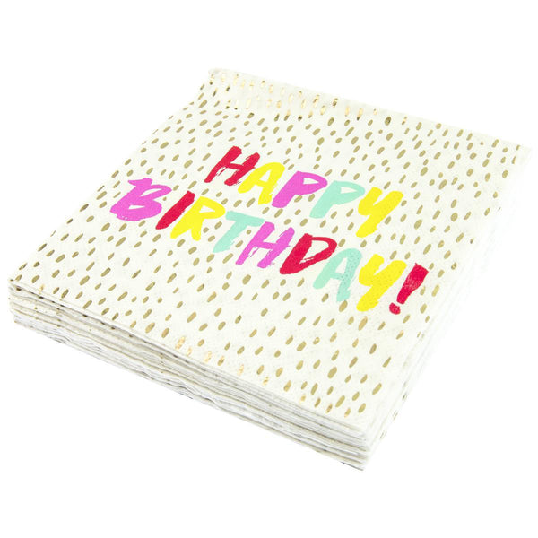 Colorful Brushed Birthday Cocktail Napkins
