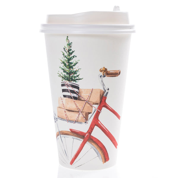 Bike with Gifts Holiday Disposable Travel Cups