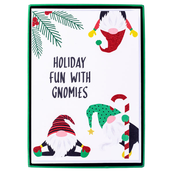 Holiday Fun with Gnomies Large Classic Holiday Boxed Card