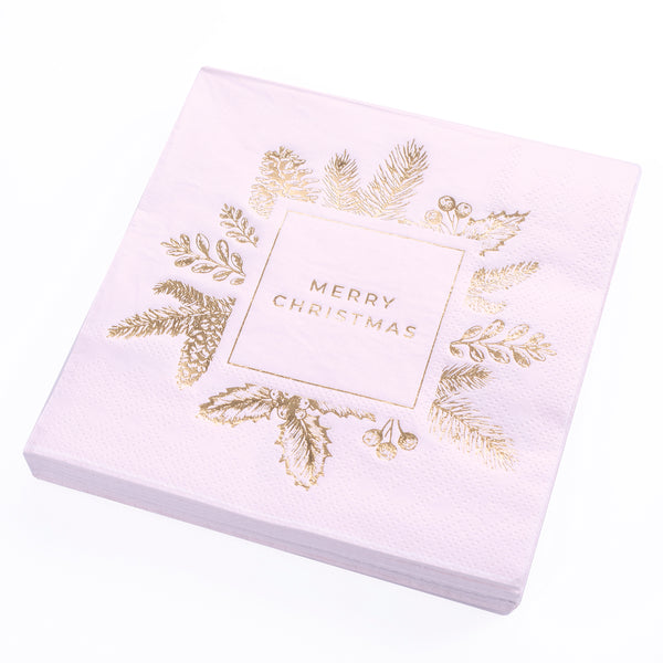 MC Pink and Gold Holiday Cocktail Napkins