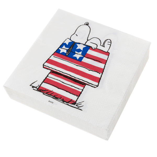 Snoopy on American Flag House Cocktail Napkins