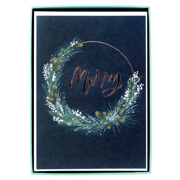 Merry Wreath Large Classic Holiday Boxed Card