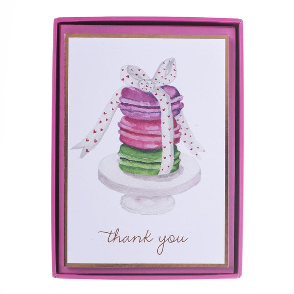 Watercolor Macaroons Boxed Thank You Cards