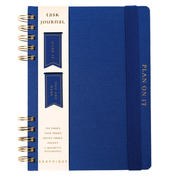 Cobalt Blue 6 x 8 Fabric-Covered Journal with Magnetic Bookmarks