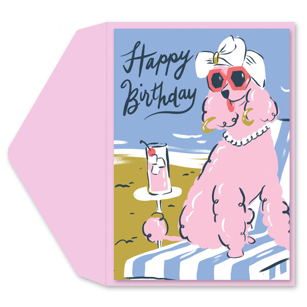 Pink Poodle Greeting Card
