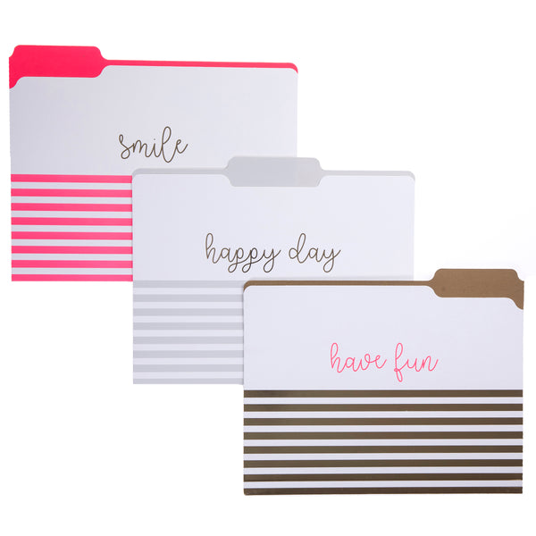 Neon Coral Stripes File Folder Set