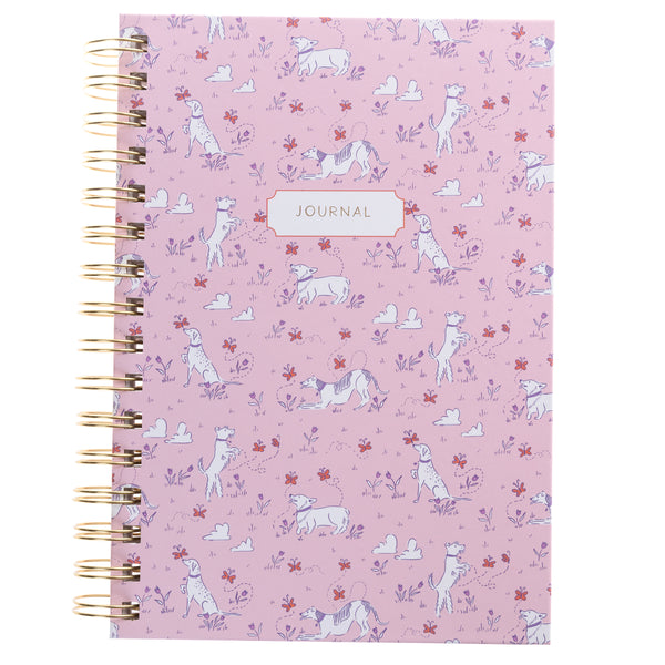 Pink Dogs 6 x 8 Spiral Hard Cover Journal