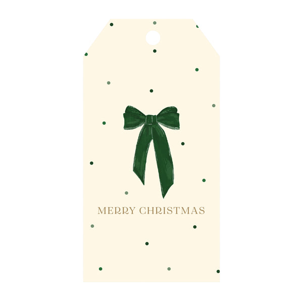 Green Bow Single Holiday Gift Tags