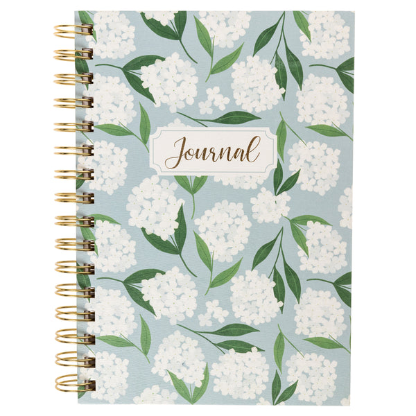 White Hydrangeas 6 x 8 Spiral Hard Cover Journal