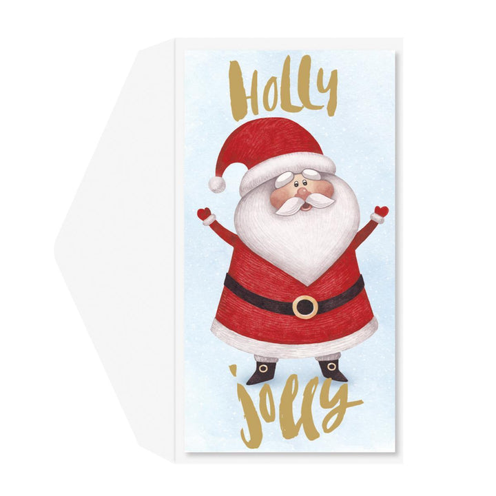 Money Holder Holiday Boxed Card - Holly Jolly Santa Money Holder Holiday Boxed Card