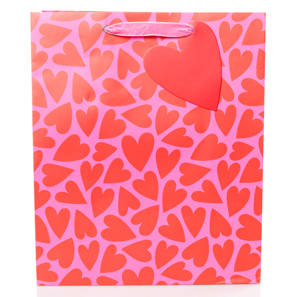 Red and Pink Hearts Large Portrait Gift Bag