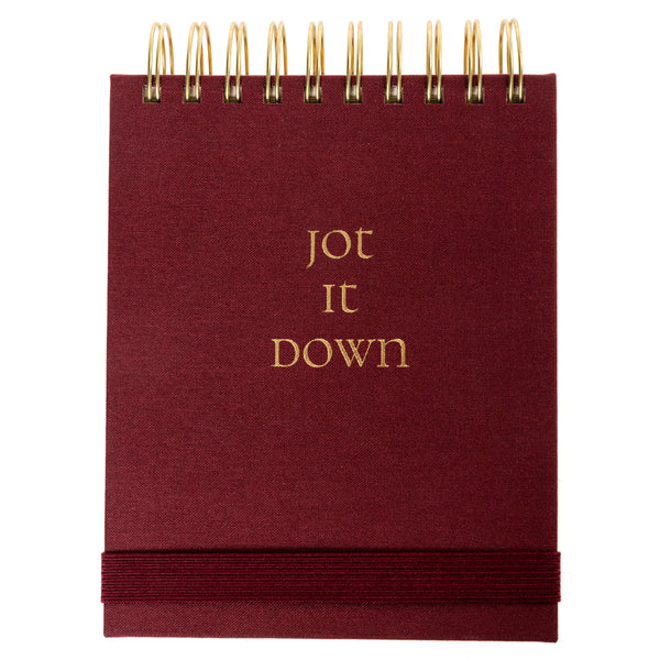 Plum Red Fabric-Covered Spiral Jotter