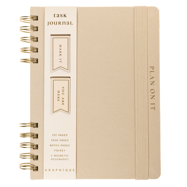 Taupe 6 x 8 Fabric-Covered Journal with Magnetic Bookmarks