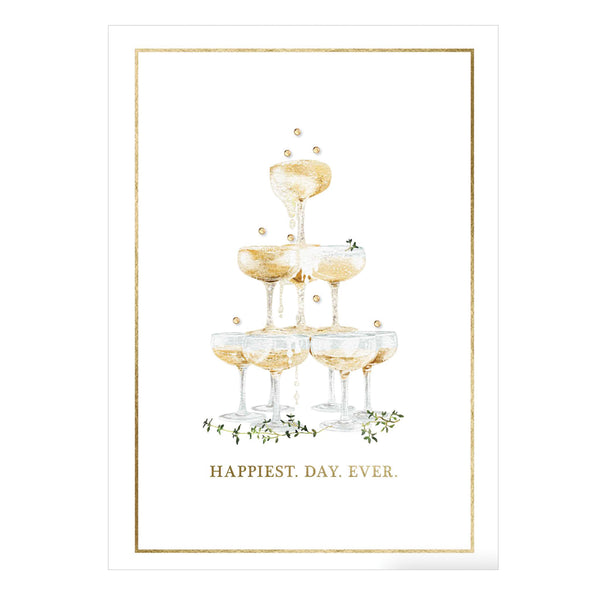 Champagne Tower Wedding Handmade Card