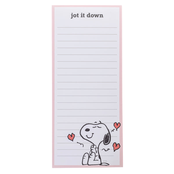 Peanuts Snoopy Hearts Magnetic Notepad
