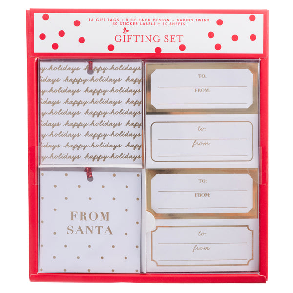 Gold & White Holiday Gift Tag & Label Set