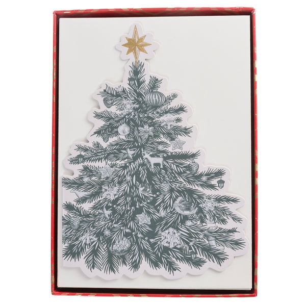 Vintage Die-Cut Tree Large Classic Holiday Boxed Card
