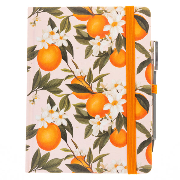 La Petite Presse Collection L'Orange 6 x 8 Fabric-Covered Journal with Pen