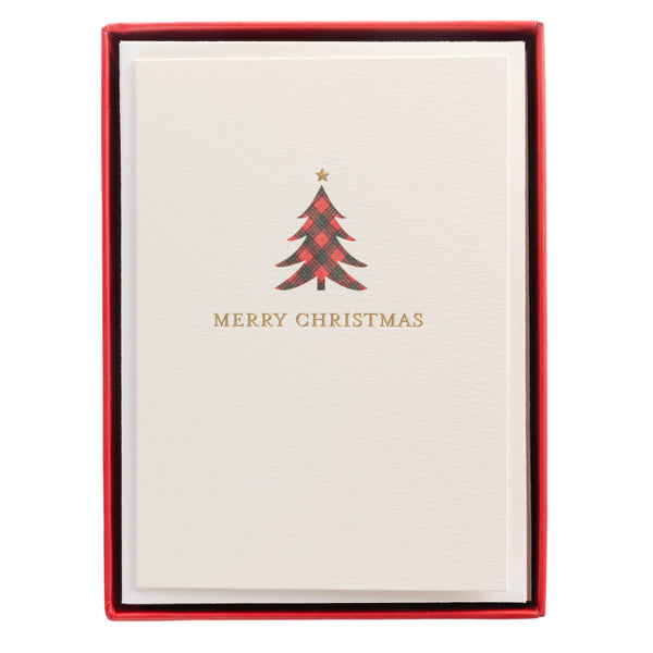 La Petite Noel Plaid Christmas Tree Holiday Assorted Boxed Card