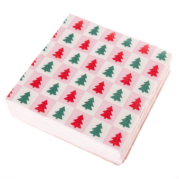 Tree Check Holiday Cocktail Napkins