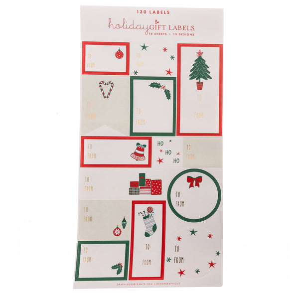 Cute Christmas Holiday Gift Labels 130ct