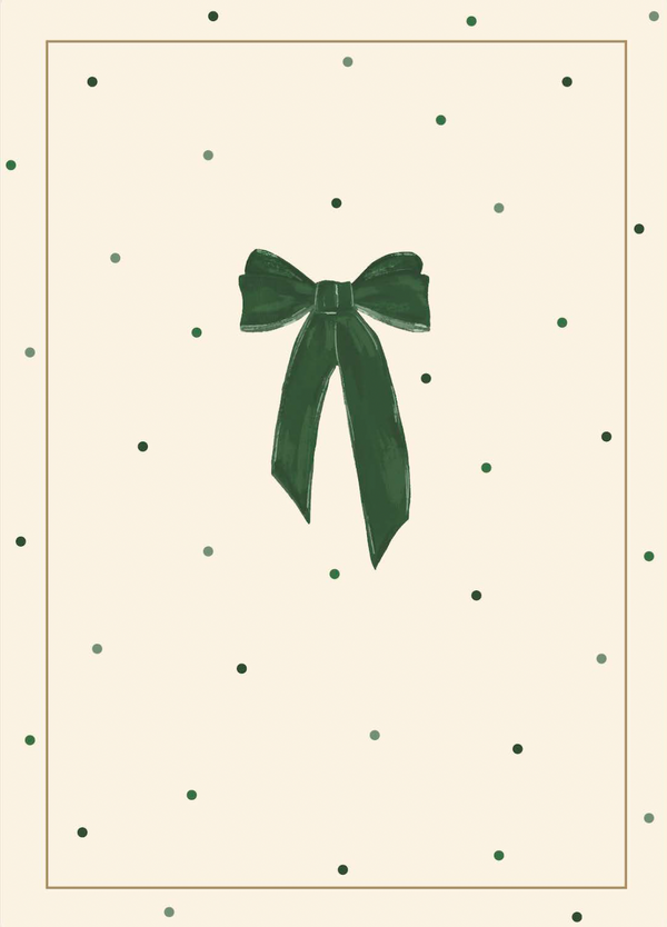 Green Bow Large Classic Holiday Boxed Card