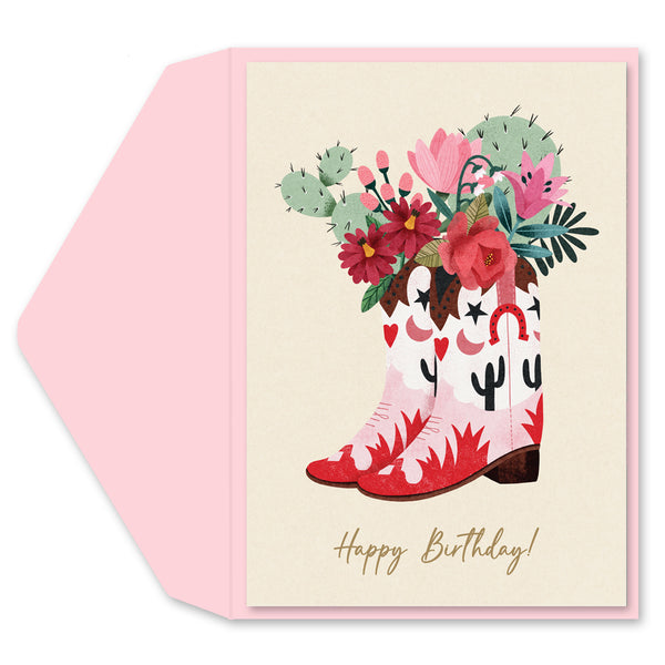 Cowgirl Flower Boots Greeting Card