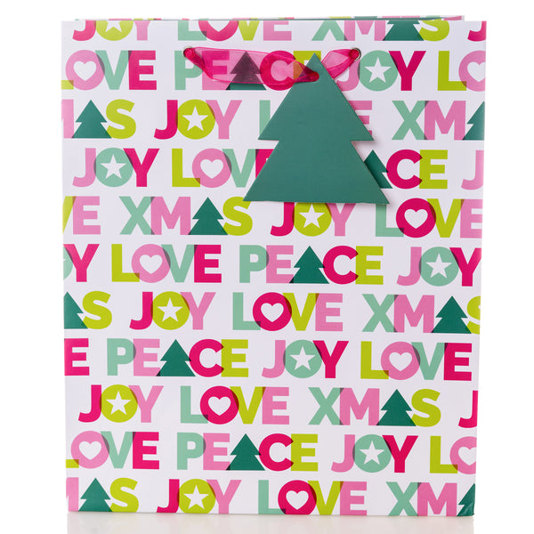 Love Peace Joy Large Holiday Gift Bag