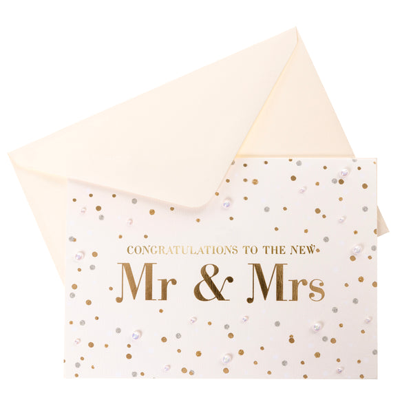 Mr and Mrs Pearls Wedding Handmade Card