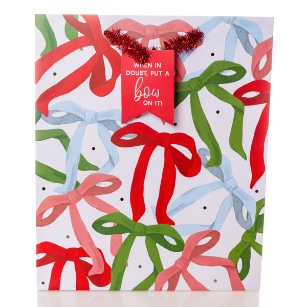 Colorful Bows Large Holiday Gift Bag