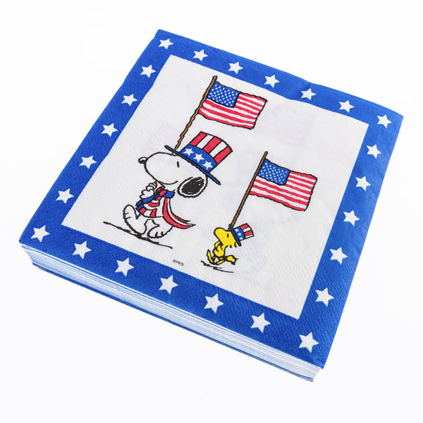 Snoopy & Woodstock With Flags Napkins