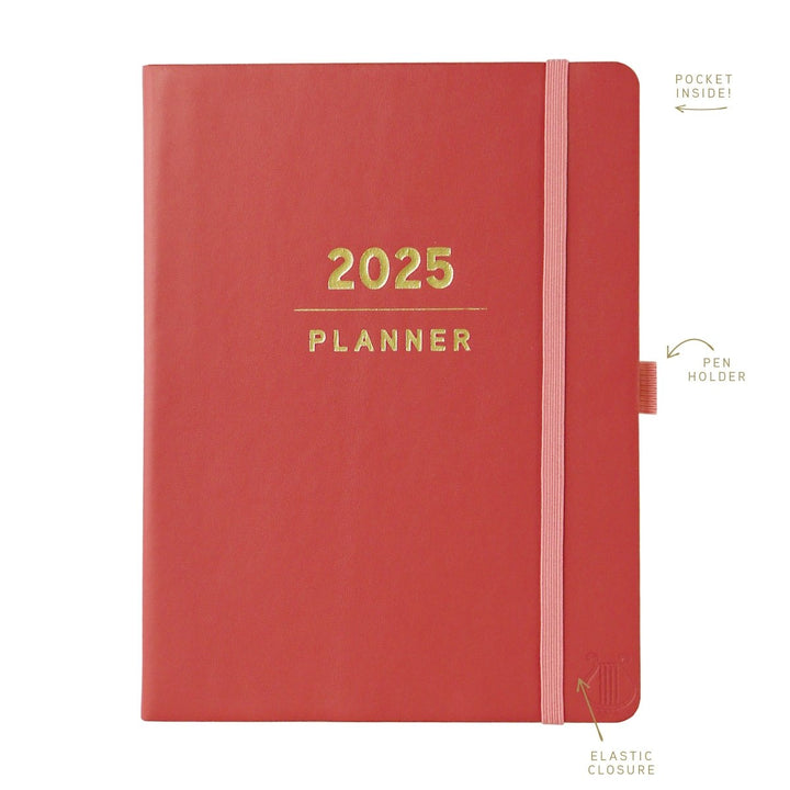 Apollo Collection Red 6 x 8 18 - Month Vegan Leather Planner - Graphique de France