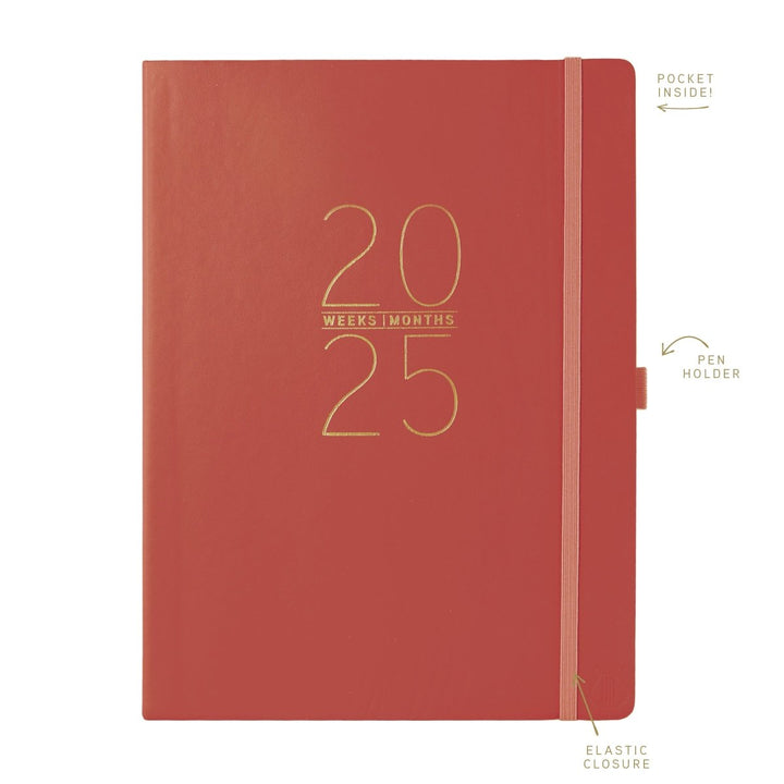 Apollo Collection Red 8 x 10 18 - Month Vegan Leather Planner - Graphique de France