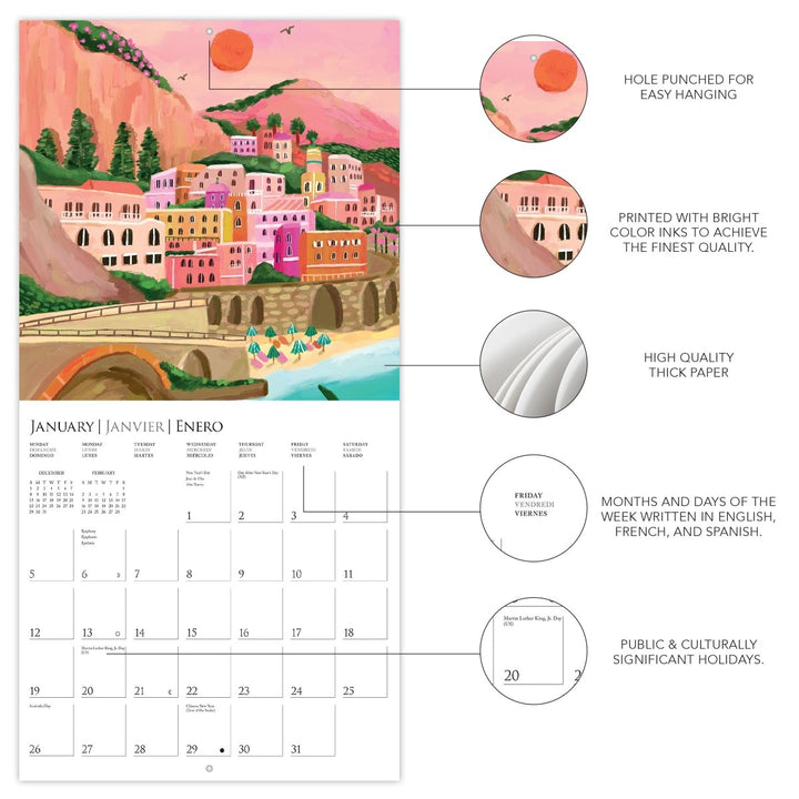 Around The World 12 x 12 Wall Calendar - Graphique de France