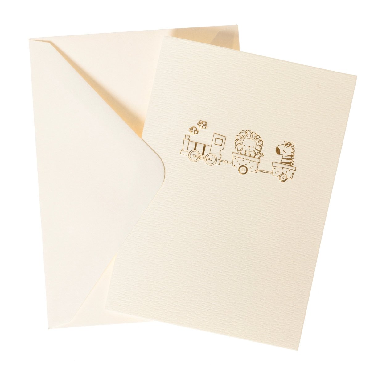 Baby Train Boxed Cards | 10 ct | Cream & Gold | La Petite Presse