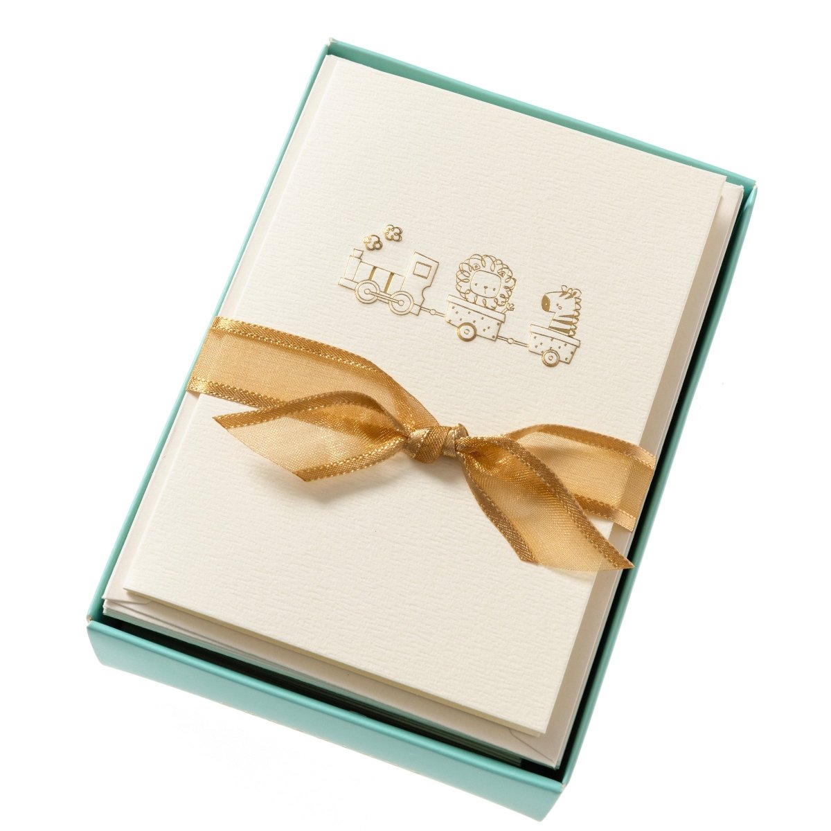 Baby Train Boxed Cards | 10 ct | Cream & Gold | La Petite Presse