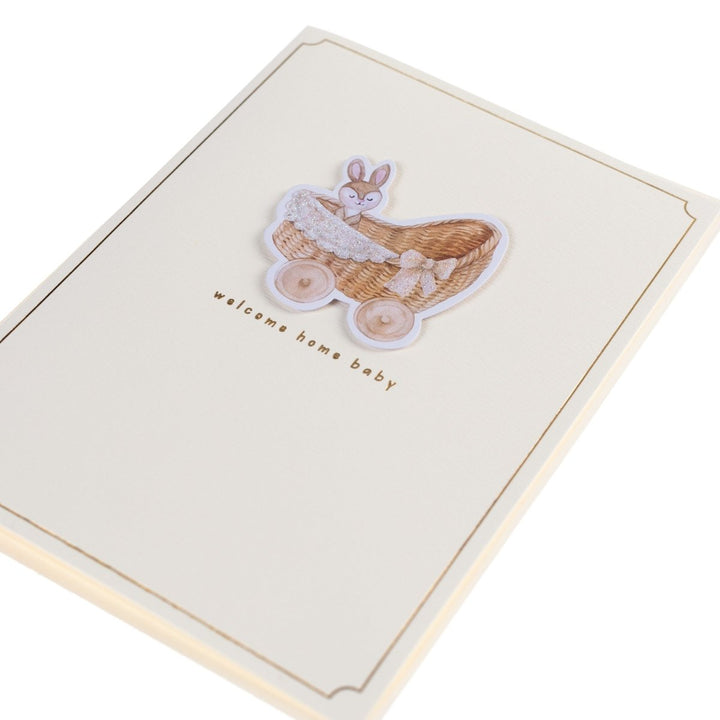 Bassinet Bunny Baby Handmade Card - Graphique de France