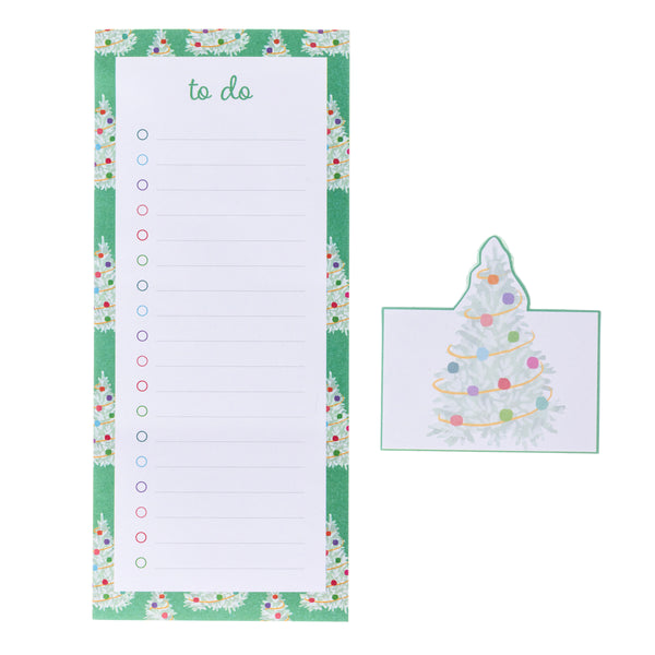 Teal Trees Holiday Magnetic Notepad and small notepad set