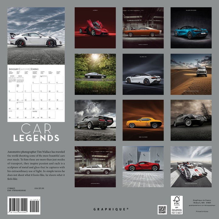 Car Legends 12 x 12 Wall Calendar - Graphique de France