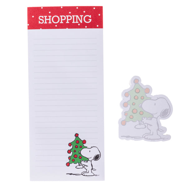 Snoopy Holding Tree Die Cut Holiday Magnetic Notepad and small notepad set
