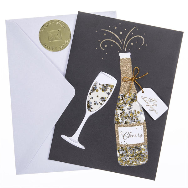 Champagne Shaker Congratulations Handmade Card - Graphique de France