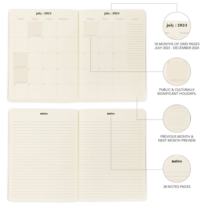 Checkered 8 x 10 18 - Month Monthly Planner - Graphique de France