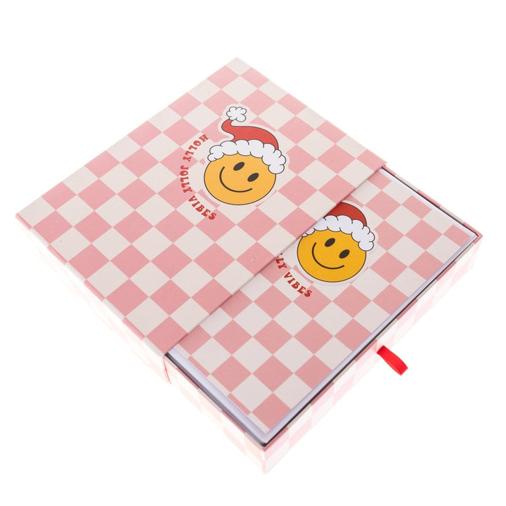 Checkered Smiley Holiday Slider Boxed Card - Graphique de France