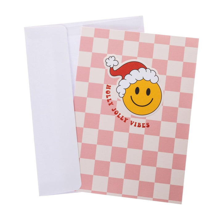 Checkered Smiley Holiday Slider Boxed Card - Graphique de France