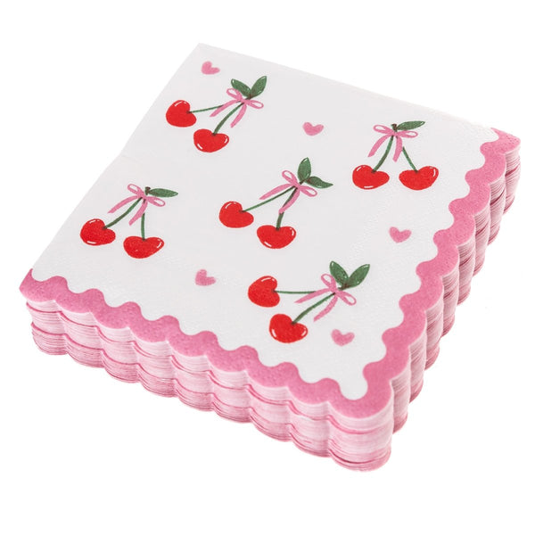 Cherries and Hearts Cocktail Napkins - Graphique de France