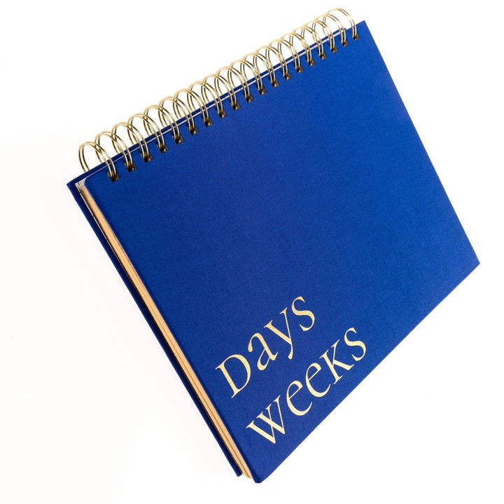 Cobalt Blue Fabric - Covered Spiral Weekly Desk Pad - Graphique de France